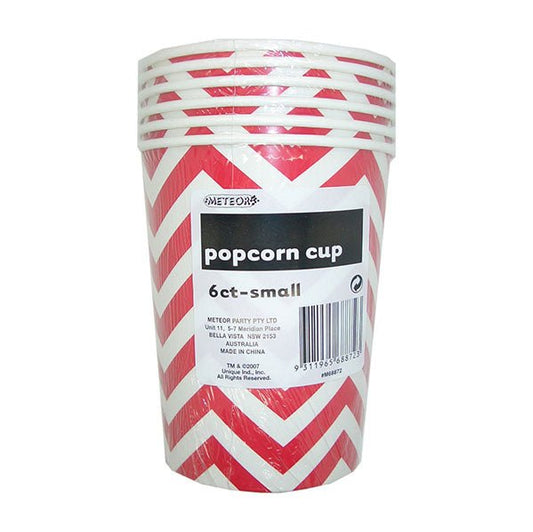 Chevron Ruby Red Paper Popcorn Cups - Small (Pack of 6) - The Party Marketplace