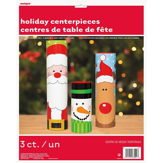Christmas Cylinder Centrepieces (Pack of 3) - The Party Marketplace