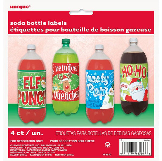 Christmas Soft Drink Labels (Pack of 4) - The Party Marketplace