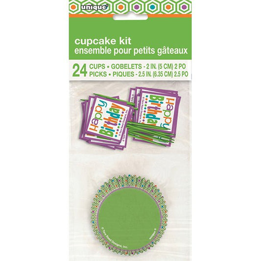 Citrus Dot Birthday Cupcake Kit (For 24) - The Party Marketplace