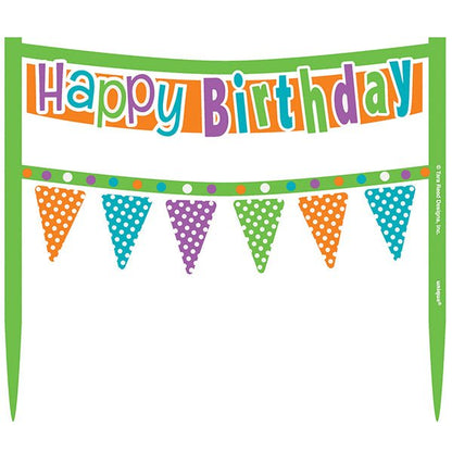Citrus Dot "Happy Birthday" Cake Banner (16.5cm) - The Party Marketplace