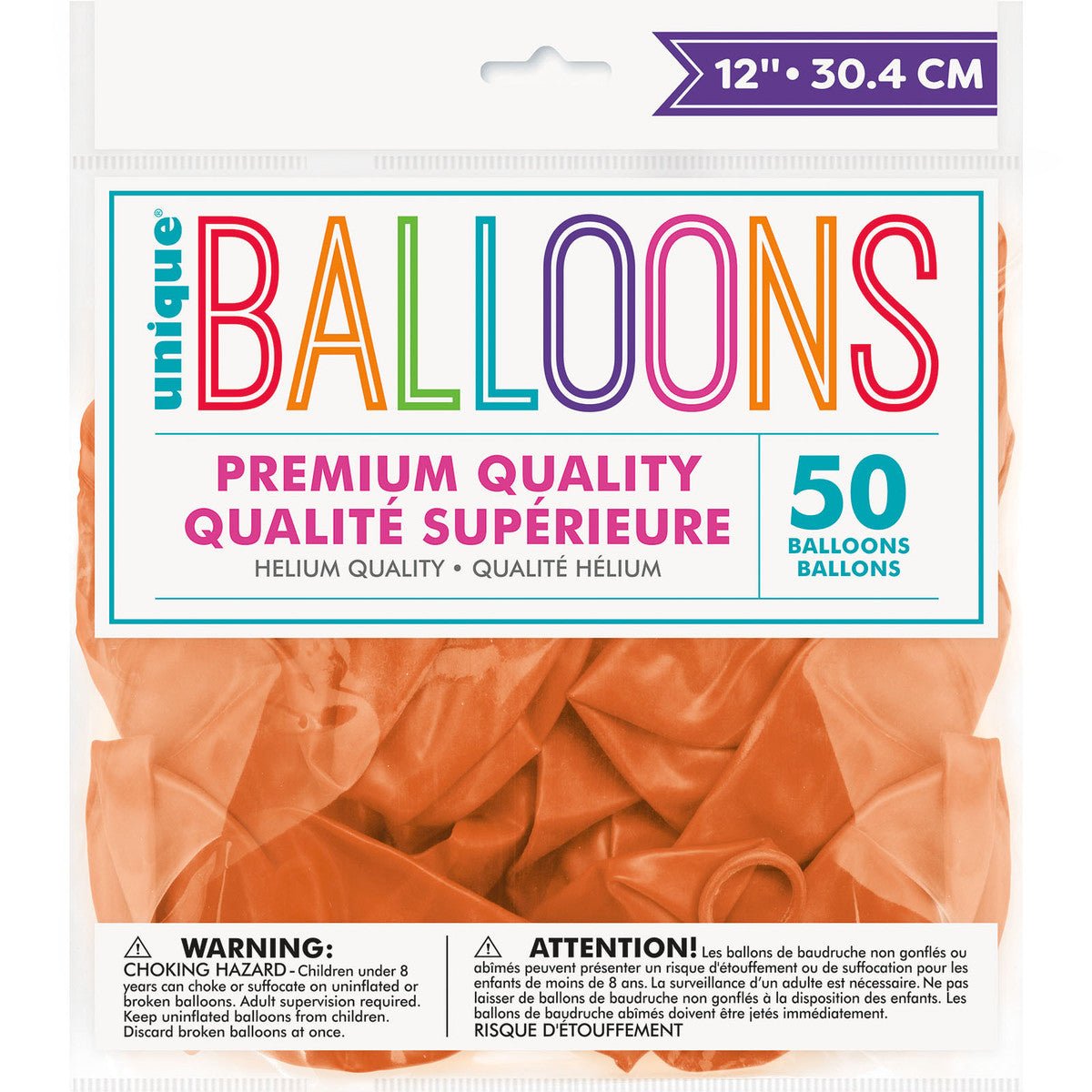 Citrus Orange Crystal Premium Balloons 30cm (Pack of 50) - The Party Marketplace