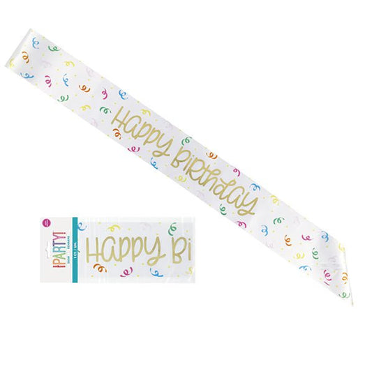 Classic Birthday Foil "Happy Birthday" Sash - The Party Marketplace