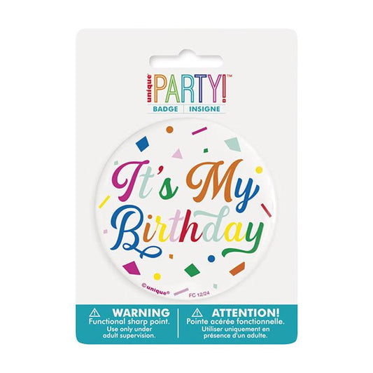 Classic "It's My Birthday" Confetti Badge - The Party Marketplace