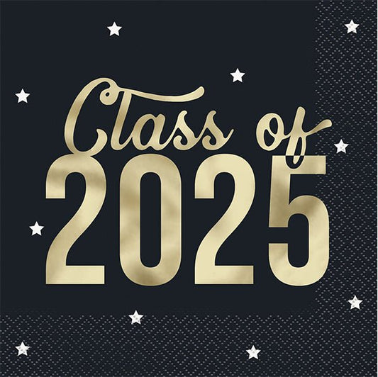 Classy Grad "Class of 2025" Foil Stamped Luncheon Napkins (Pack of 16) - The Party Marketplace
