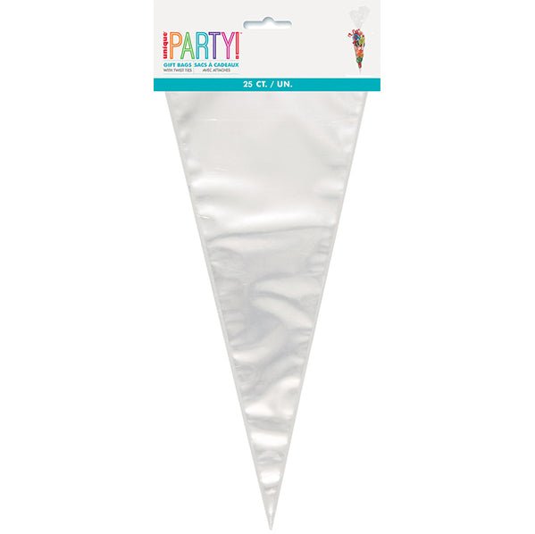 Clear Cone Cello Bags (Pack of 25) - The Party Marketplace