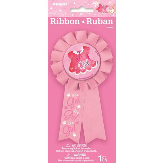 Clothesline Pink "It's A Girl" Award Ribbon - The Party Marketplace