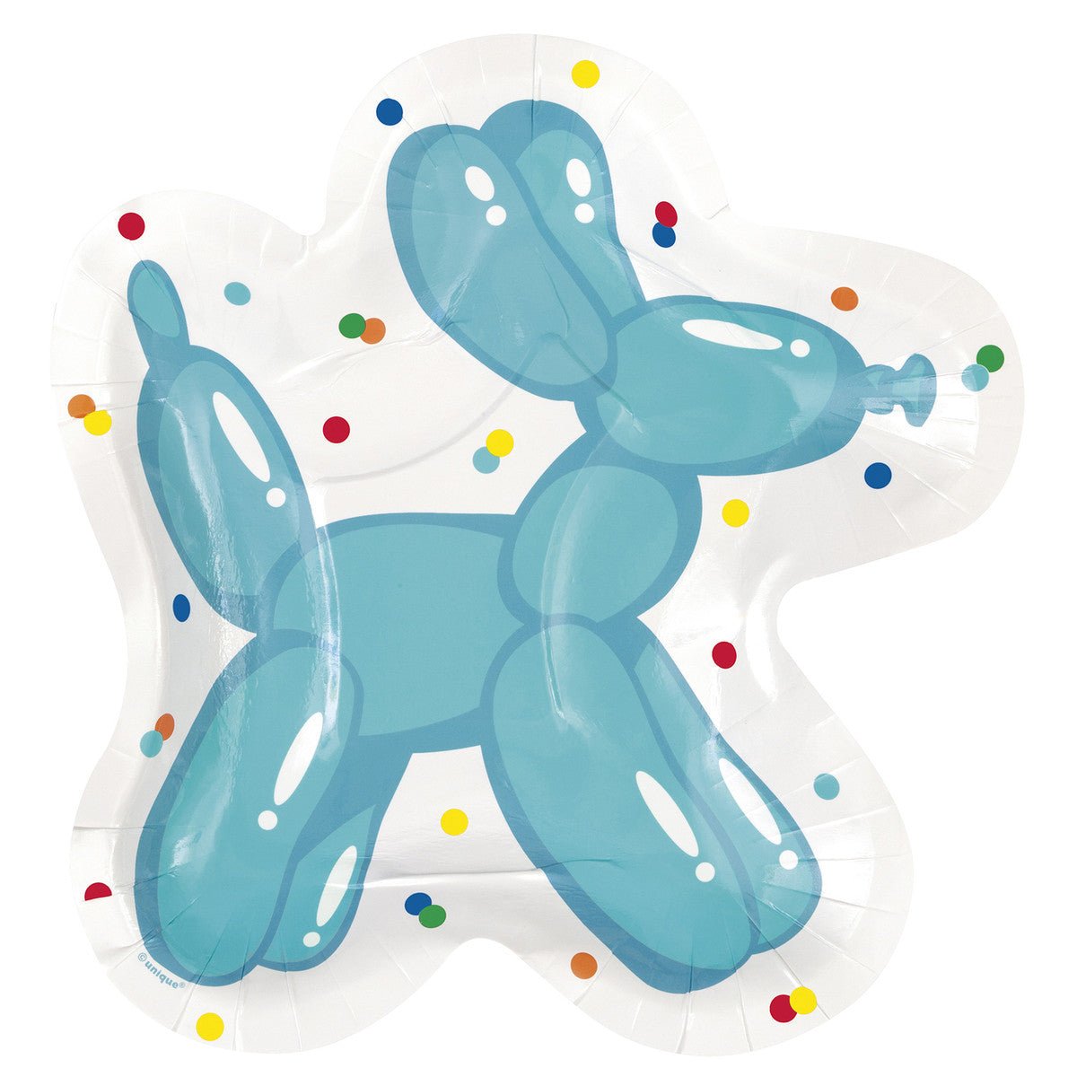 Colourful Balloon Dog Shaped Paper Plates (Pack of 8) - The Party Marketplace