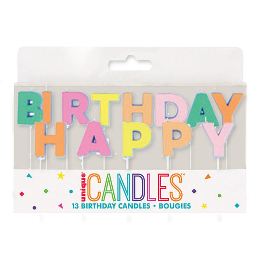 Colourful "Happy Birthday" Pick Candles (Pack of 13) - The Party Marketplace