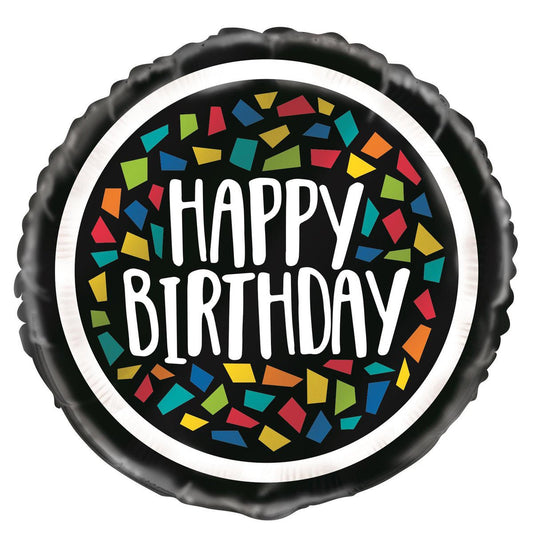 Colourful Mosaic "Happy Birthday" Foil Balloon 45cm - The Party Marketplace