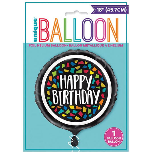 Colourful Mosaic "Happy Birthday" Foil Balloon 45cm - The Party Marketplace