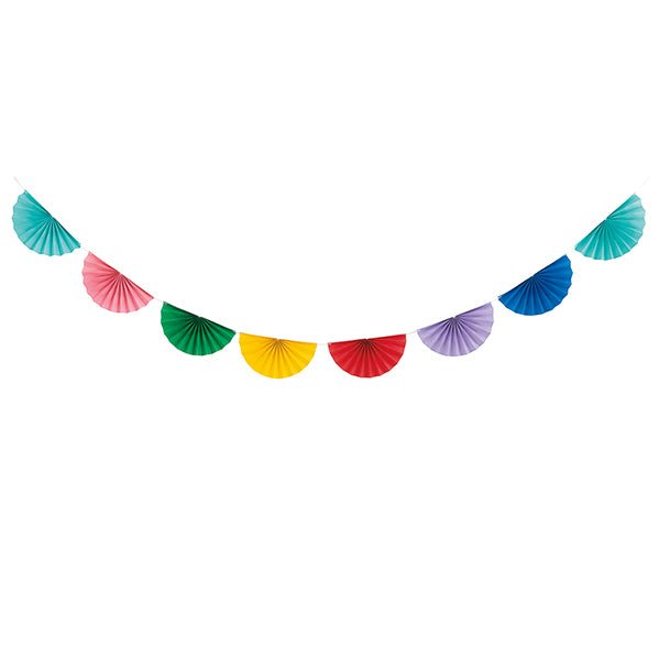 Colourful Scallop Paper Fan Garland (2.43m) - The Party Marketplace