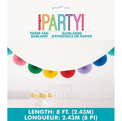 Colourful Scallop Paper Fan Garland (2.43m) - The Party Marketplace