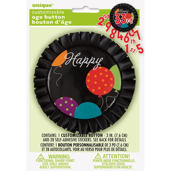 "Confetti Birthday" Badge With Stickers - The Party Marketplace