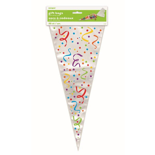 Confetti Cone Cello Bags (Pack of 20) - The Party Marketplace