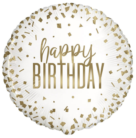 Confetti Gold "Happy Birthday" Foil Balloon 45cm - The Party Marketplace