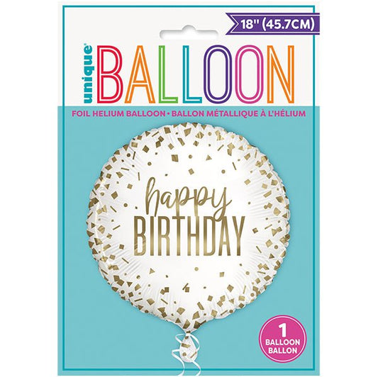 Confetti Gold "Happy Birthday" Foil Balloon 45cm - The Party Marketplace