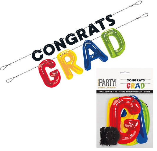 "Congrats Grad" 2 Piece Letter Banner - 1.8m - The Party Marketplace