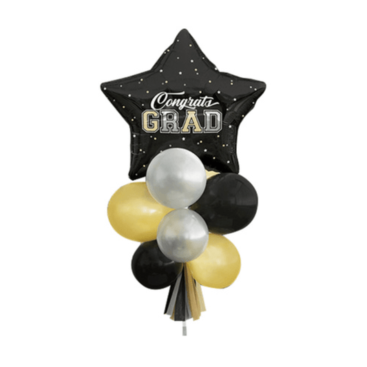 "Congrats Grad" Graduation Balloon Kit - Black & Gold (11 piece set) - The Party Marketplace