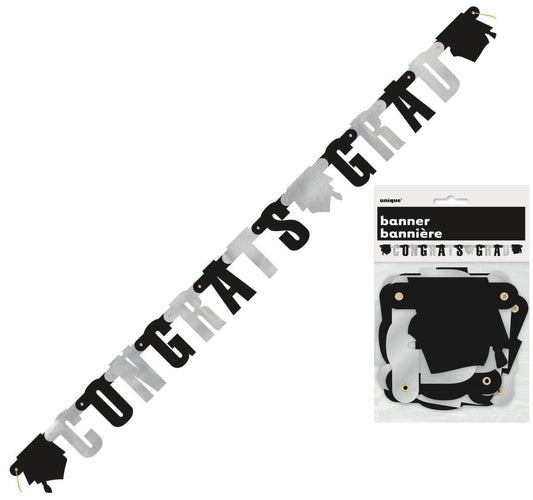 "Congrats Grad" Jointed Banner - 1.62m - The Party Marketplace