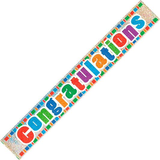 Congratulations Prismatic Foil Banner (12ft) - The Party Marketplace