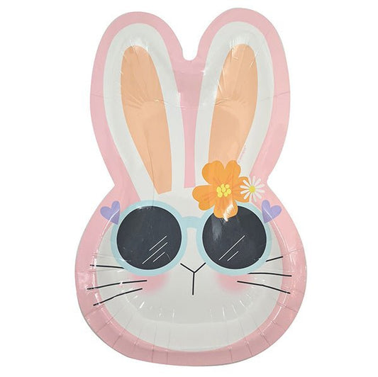 Cool Bunny Easter Bunny Shaped Paper Plates (Pack of 8) - The Party Marketplace