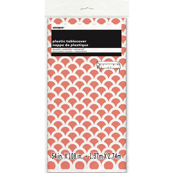 Coral Scallop Printed Tablecover 137cm x 274cm - The Party Marketplace