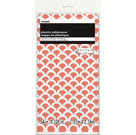 Coral Scallop Printed Tablecover 137cm x 274cm - The Party Marketplace