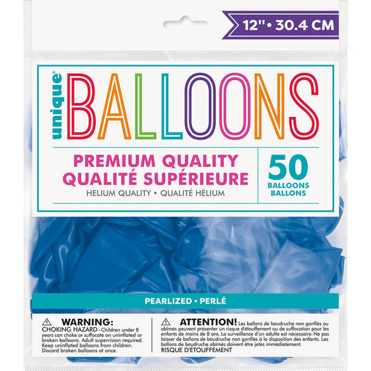 Cosmic Blue Pearl Premium Balloons 30cm (Pack of 50) - The Party Marketplace