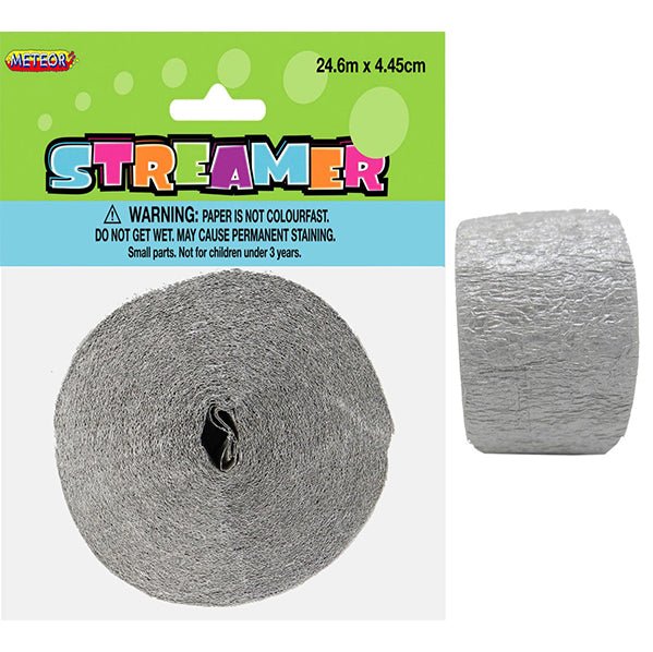 Crepe Streamer - Metallic Silver - The Party Marketplace