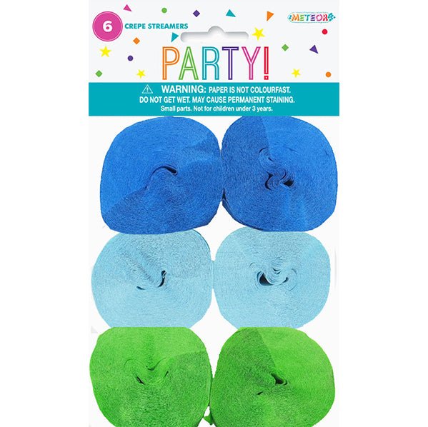 Crepe Streamers - Boy Assorted (Pack of 6) - The Party Marketplace