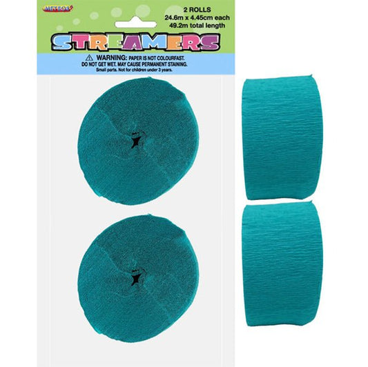 Crepe Streamers - Caribbean Teal (Pack of 2) - The Party Marketplace