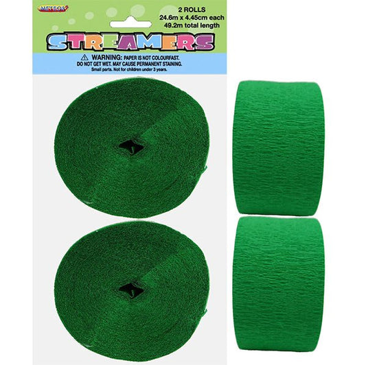 Crepe Streamers - Emerald Green (Pack of 2) - The Party Marketplace