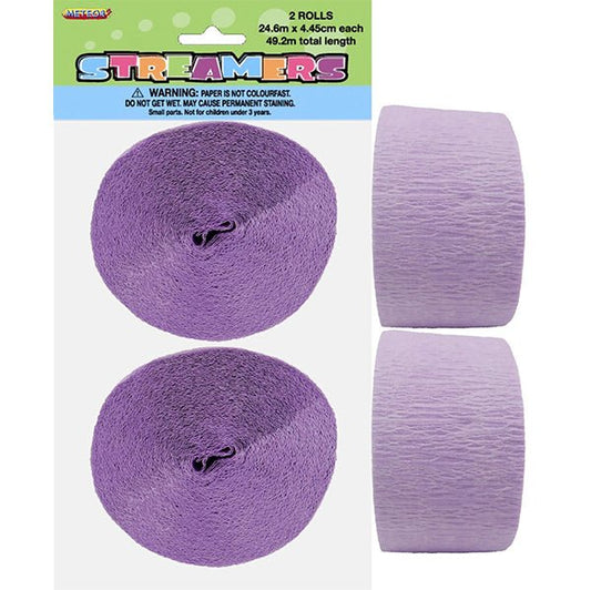 Crepe Streamers - Lavender (Pack of 2) - The Party Marketplace