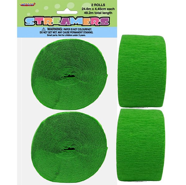 Crepe Streamers - Lime Green (Pack of 2) - The Party Marketplace