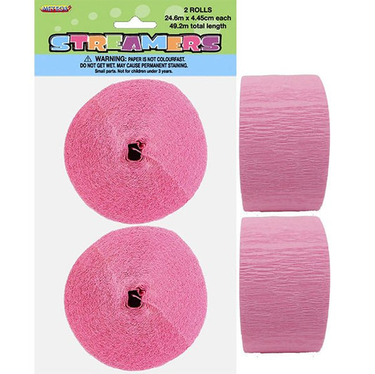 Crepe Streamers - Lovely Pink (Pack of 2) - The Party Marketplace