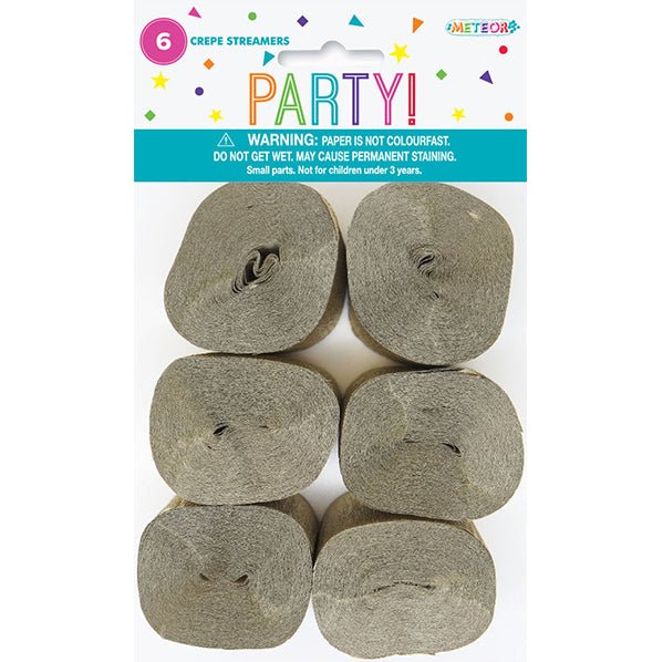 Crepe Streamers - Metallic Gold (Pack of 6) - The Party Marketplace