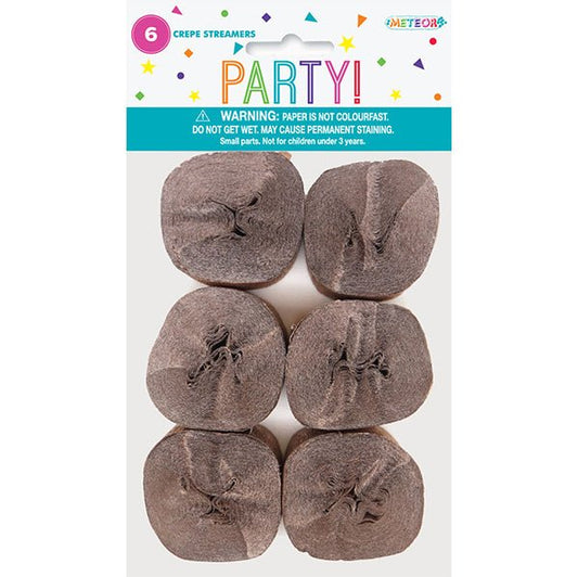 Crepe Streamers - Metallic Rose Gold (Pack of 6) - The Party Marketplace