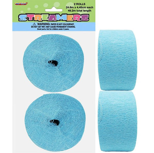Crepe Streamers - Powder Blue (Pack of 2) - The Party Marketplace