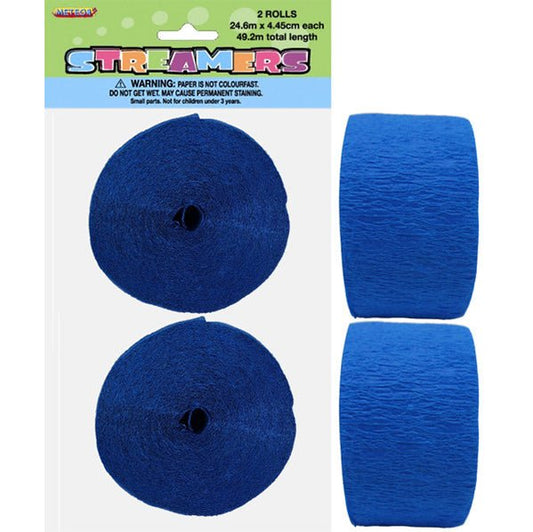 Crepe Streamers - Royal Blue (Pack of 2) - The Party Marketplace
