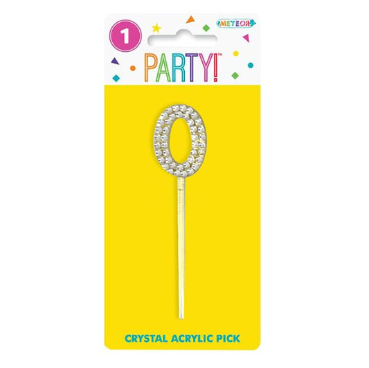 Crystal Acrylic Number Pick - 0 - The Party Marketplace