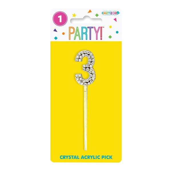 Crystal Acrylic Number Pick - 3 - The Party Marketplace