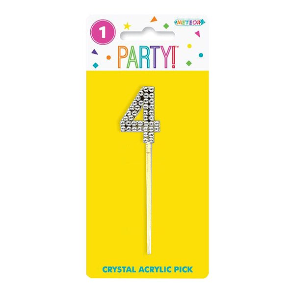 Crystal Acrylic Number Pick - 4 - The Party Marketplace