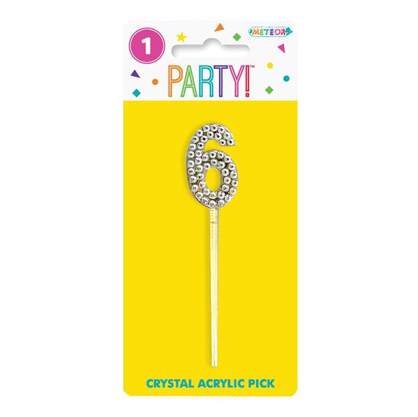Crystal Acrylic Number Pick - 6 - The Party Marketplace