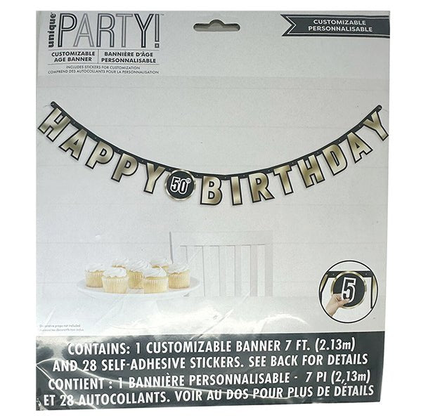 Customisable "Happy Birthday" Banner 2.13m - The Party Marketplace