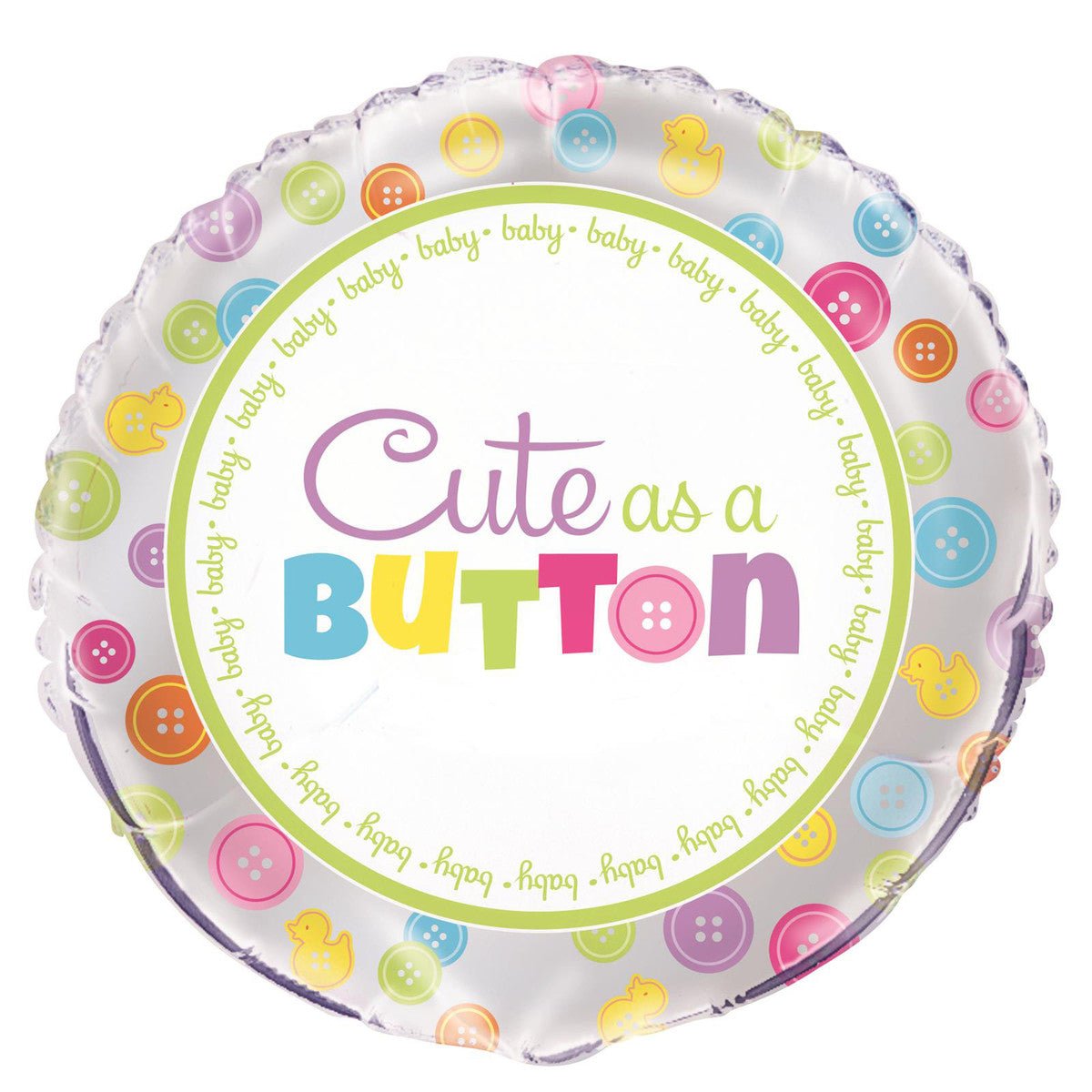 "Cute As A Button" Foil Balloon 45cm - The Party Marketplace