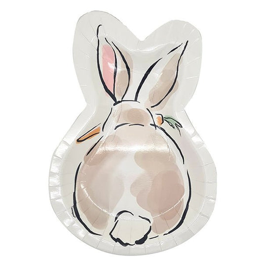 Dainty Easter Bunny Shaped Paper Plates (Pack of 8) - The Party Marketplace