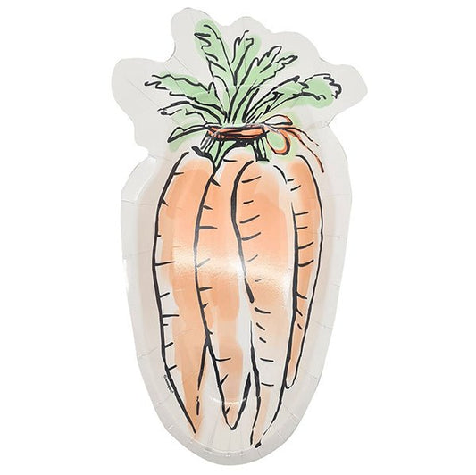 Dainty Easter Carrot Shaped Paper Plates (Pack of 8) - The Party Marketplace