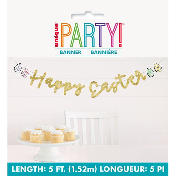 Dainty Easter "Happy Easter" Foil Banner - 1.52m - The Party Marketplace