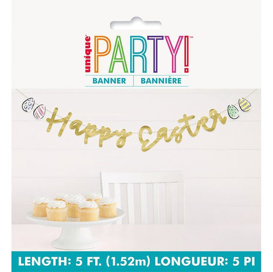 Dainty Easter "Happy Easter" Foil Banner - 1.52m - The Party Marketplace